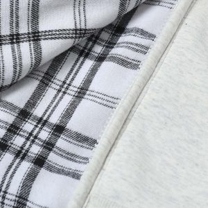 Concert Outfit Retro Plaid Lining Zip Up Hooded Sweatshirt