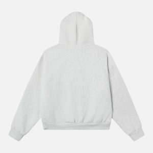 Concert Outfit Retro Plaid Lining Zip Up Hooded Sweatshirt