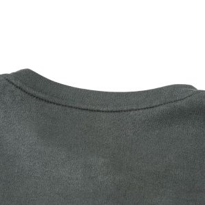 Concert Outfit Retro Quarter Zip Up Suede Embroidered T-Shirt