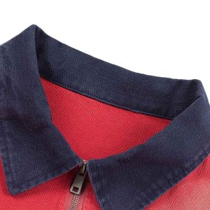 Concert Outfit Retro Ripped Washed Contrast Color Work Jacket