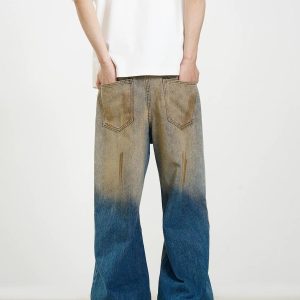 Concert Outfit Retro Ripped Washed Patina Street Hip-Hop Jeans