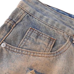 Concert Outfit Retro Ripped Washed Patina Street Hip-Hop Jeans