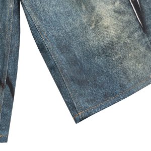 Concert Outfit Retro Scissors Print Cropped Denim Shorts