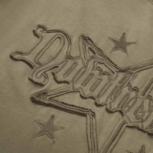 Concert Outfit Retro Street Gradient Star Embroidery Rap T-Shirt