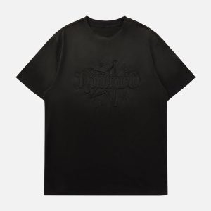 Concert Outfit Retro Street Gradient Star Embroidery Rap T-Shirt