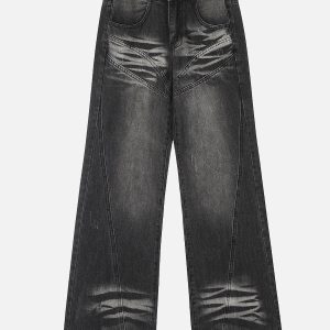 Concert Outfit Retro Sun Faded Patchwork Jeans