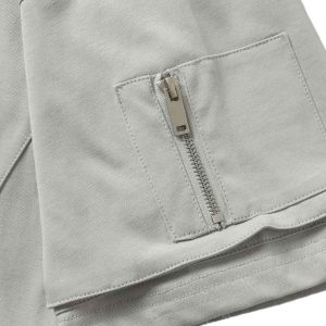 Concert Outfit Retro Washed Deconstruction Functional Pocket T-Shirt