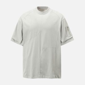 Concert Outfit Retro Washed Deconstruction Functional Pocket T-Shirt