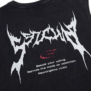 Concert Outfit Retro Washed Letter Print Vest