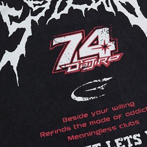 Concert Outfit Retro Washed Letter Print Vest