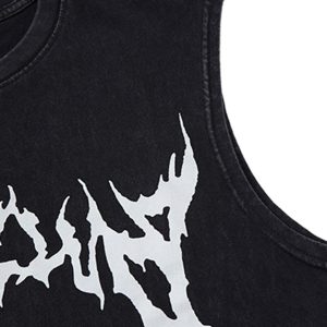 Concert Outfit Retro Washed Letter Print Vest