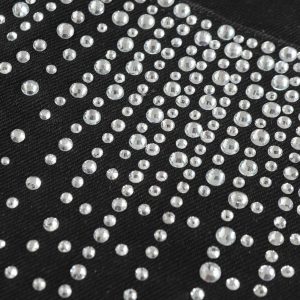 Concert Outfit Retro Washed Rhinestone Raw Edge Denim Shorts