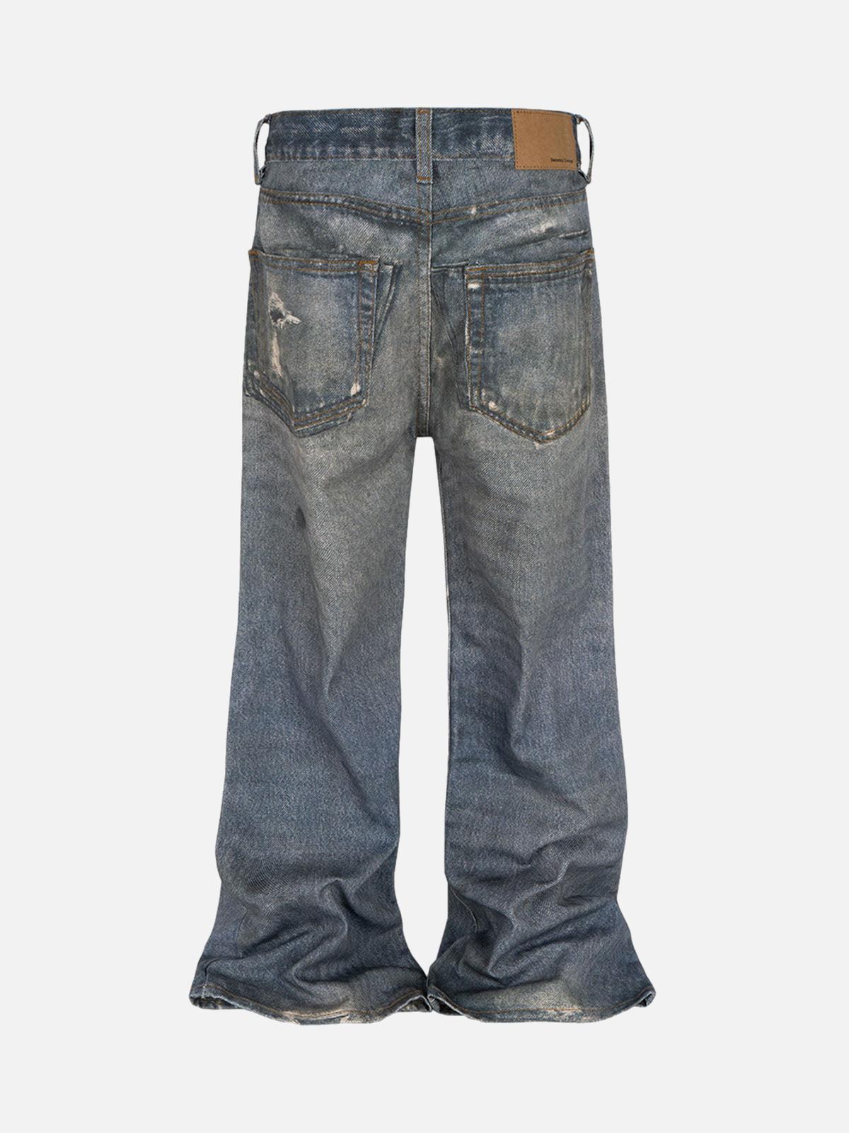 Concert Outfit Retro Washed Ripped Flare Jeans Concert Outfit Retro Washed Ripped Flare Jeans