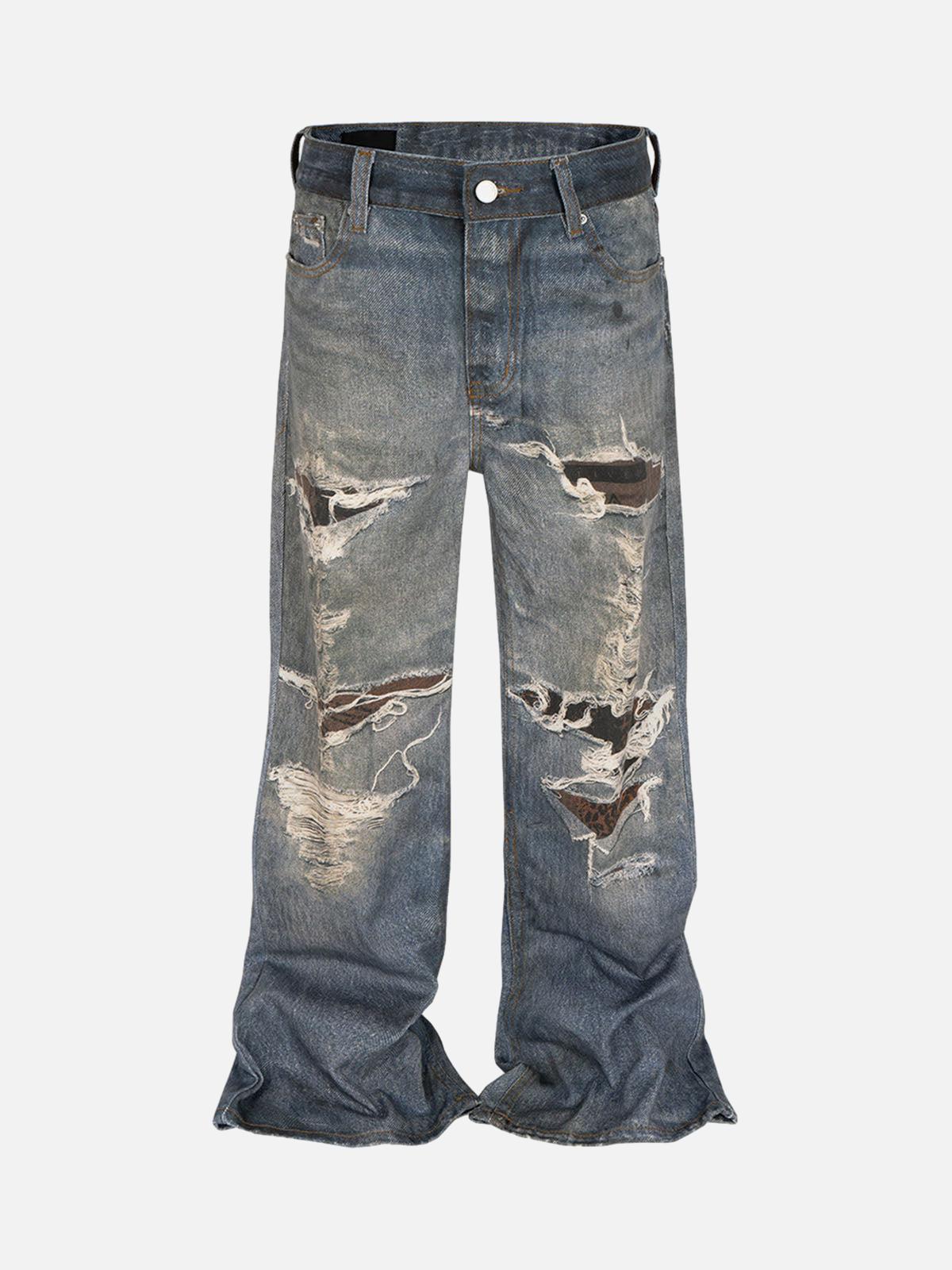 Concert Outfit Retro Washed Ripped Flare Jeans Concert Outfit Retro Washed Ripped Flare Jeans