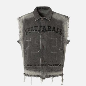 Concert Outfit Retro Wasteland Rivet Denim Vest