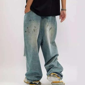 Concert Outfit Reverse Pocket Ripped Jeans