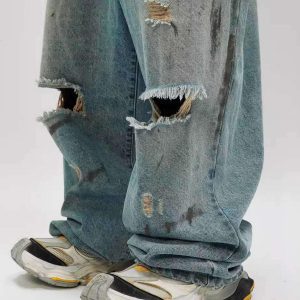 Concert Outfit Reverse Pocket Ripped Jeans