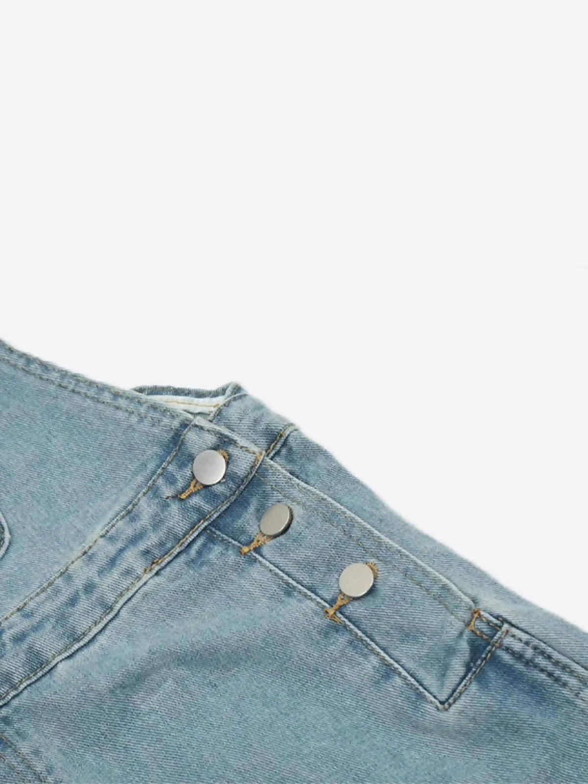 Concert Outfit Reverse Stitching Overalls Wide-Leg Denim Jeans Concert Outfit Reverse Stitching Overalls Wide-Leg Denim Jeans