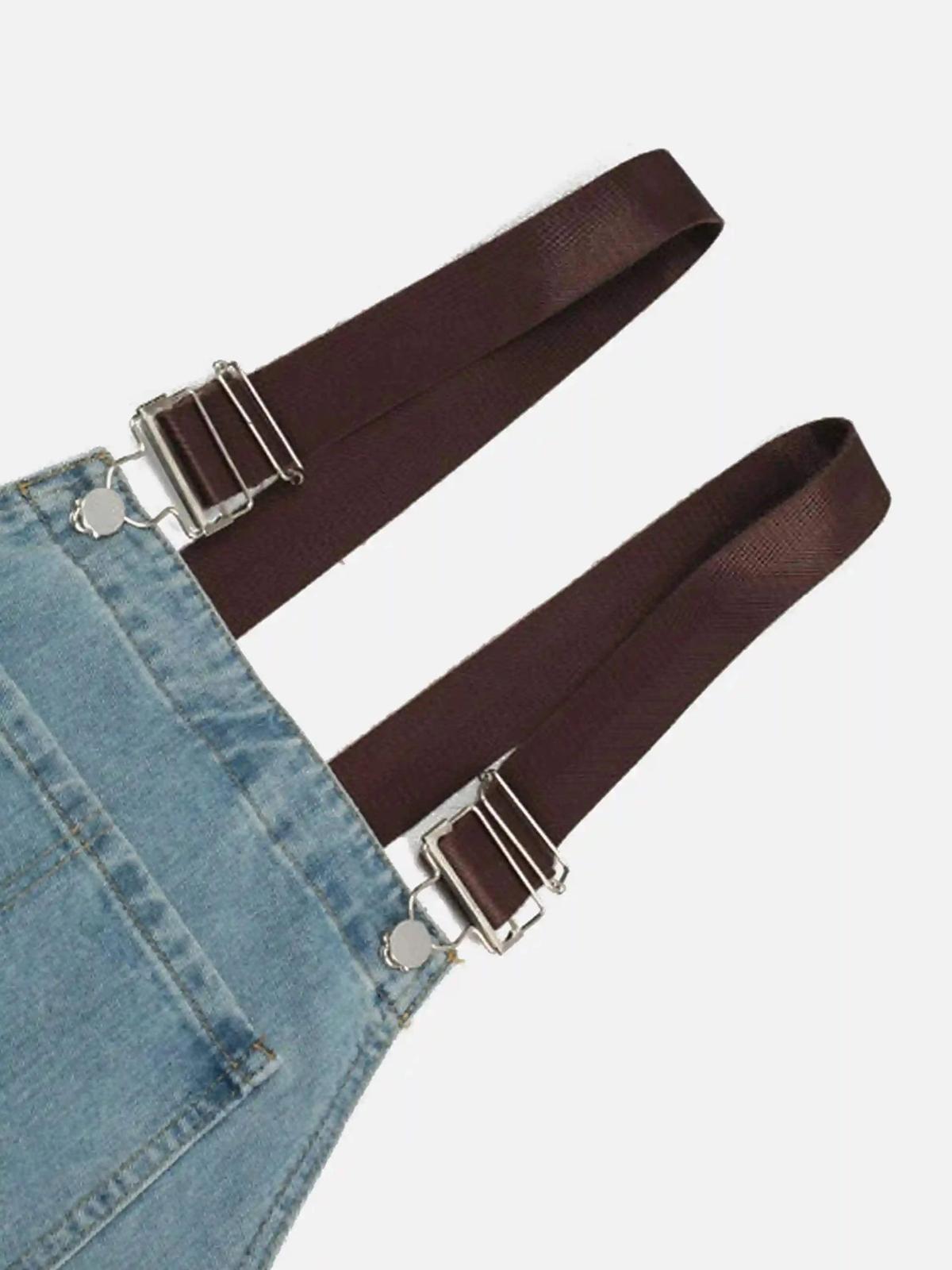 Concert Outfit Reverse Stitching Overalls Wide-Leg Denim Jeans Concert Outfit Reverse Stitching Overalls Wide-Leg Denim Jeans