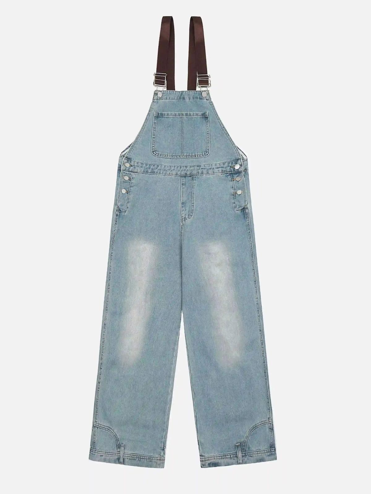 Concert Outfit Reverse Stitching Overalls Wide-Leg Denim Jeans Concert Outfit Reverse Stitching Overalls Wide-Leg Denim Jeans