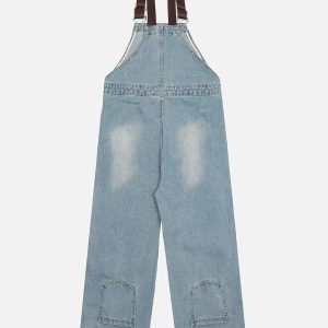 Concert Outfit Reverse Stitching Overalls Wide-Leg Denim Jeans