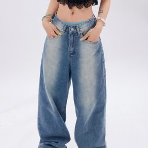 Concert Outfit Reverse Washed Loose Jeans