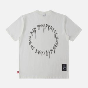 Concert Outfit Ring Shaped Gothic Letter Print Tee