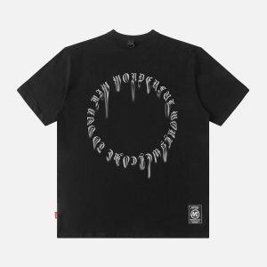 Concert Outfit Ring Shaped Gothic Letter Print Tee