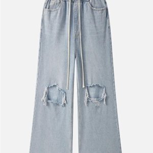 Concert Outfit Ripped Denim Wide Leg Pants