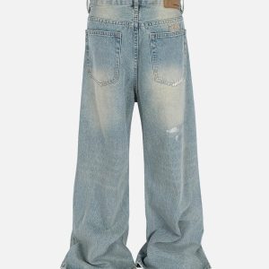 Concert Outfit Ripped Distressed Baggy Flare Jeans