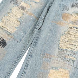 Concert Outfit Ripped Distressed Baggy Flare Jeans