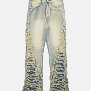 Concert Outfit Ripped Double Straight Jeans