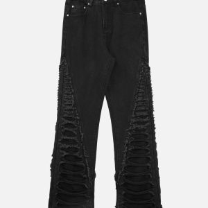 Concert Outfit Ripped Double Straight Jeans