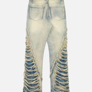 Concert Outfit Ripped Double Straight Jeans