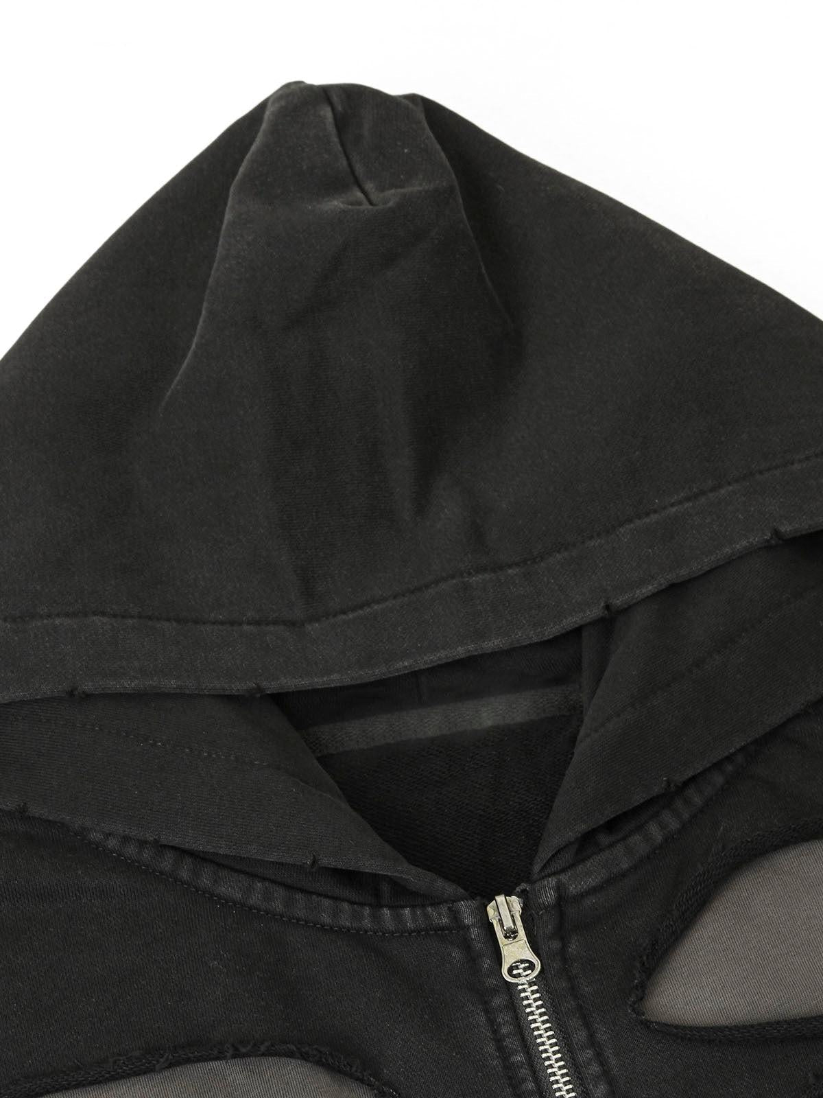 Concert Outfit Ripped Drawstring Zip-Up Jacket Concert Outfit Ripped Drawstring Zip-Up Jacket