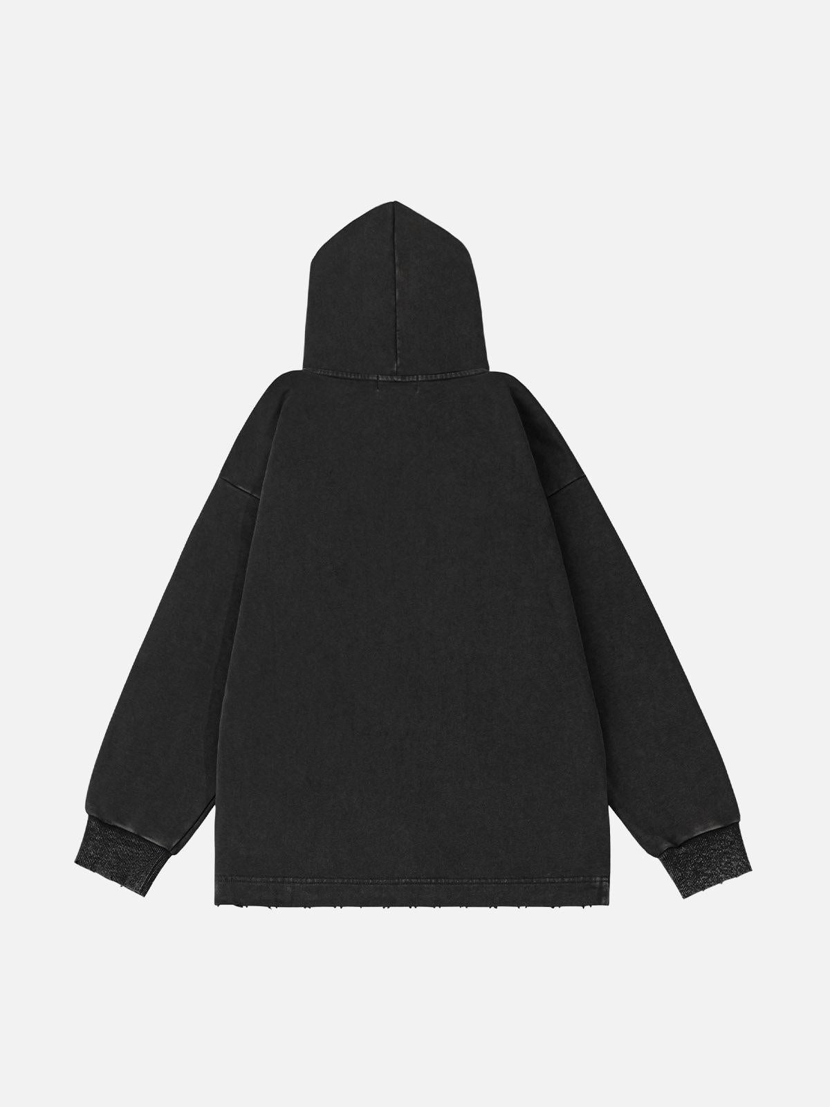 Concert Outfit Ripped Drawstring Zip-Up Jacket Concert Outfit Ripped Drawstring Zip-Up Jacket