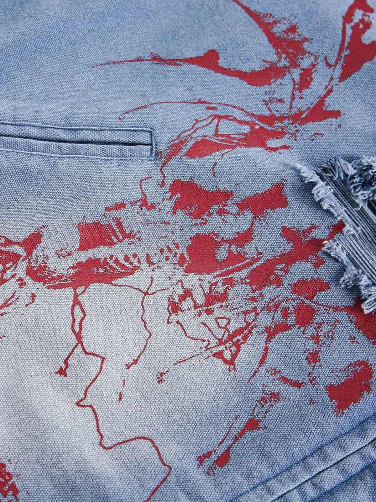 Concert Outfit Ripped Graffiti Washed Zip Up Denim Jacket Concert Outfit Ripped Graffiti Washed Zip Up Denim Jacket