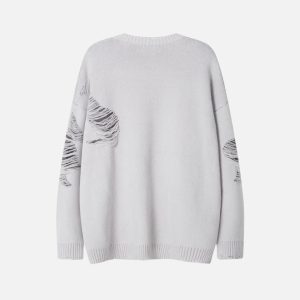 Concert Outfit Ripped Knit Sweater