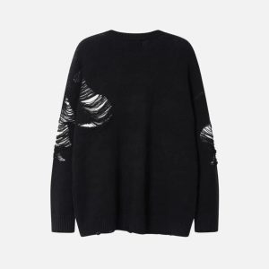 Concert Outfit Ripped Knit Sweater