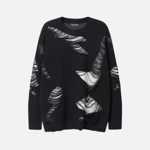 Concert Outfit Ripped Knit Sweater
