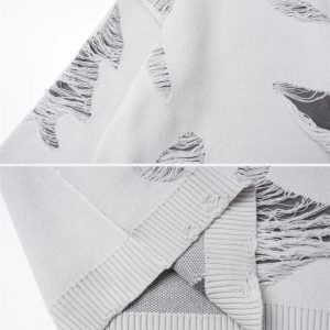 Concert Outfit Ripped Knit Sweater