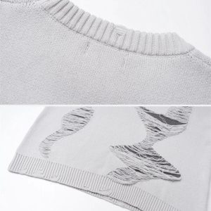 Concert Outfit Ripped Knit Sweater