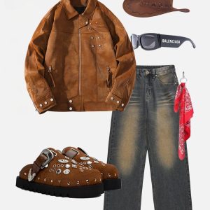 Concert Outfit Rivet Washed Faux Leather Jacket