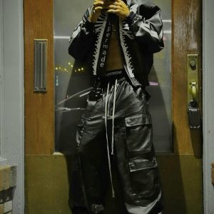 Concert Outfit RO-Style Multi-Pocket matte coated overalls