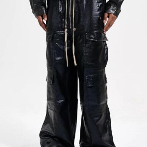 Concert Outfit RO-Style Multi-Pocket matte coated overalls