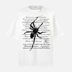 Concert Outfit Scripted Spider Vintage Text Tee