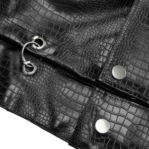 Concert Outfit Shoulder Pad PU Leather Jacket