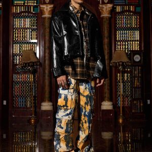 Concert Outfit Shoulder Pad PU Leather Jacket