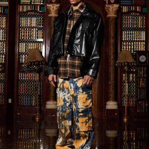 Concert Outfit Shoulder Pad PU Leather Jacket