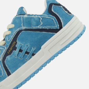 Concert Outfit Shredded Denim Patchwork Sneakers